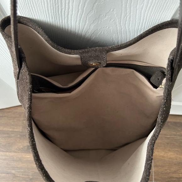 Simons Dark Brown Suede Bucket Bag - Picture 3 of 6